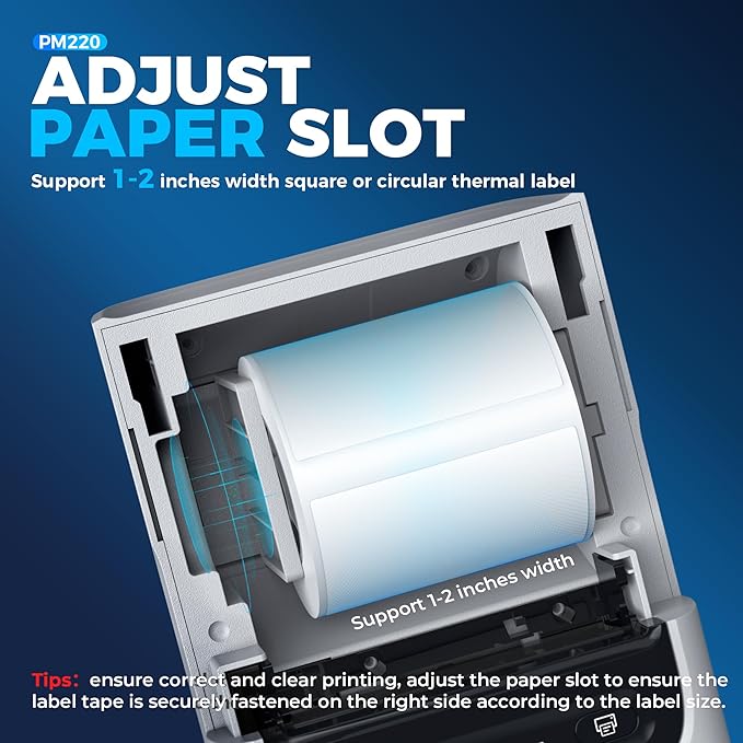 Nelko Label Maker Machine with Tape, PM220 Bluetooth Label Printer, 2 Inch Portable Thermal Printer for Small Business, Address, Logo, Clothing, Sticker Printer for iOS, Android & PC, White