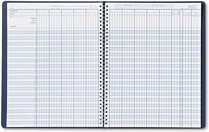 House of Doolittle 51407 Class Book, Embossed Leather-Like Cover, 11 x 8-1/2, Blue