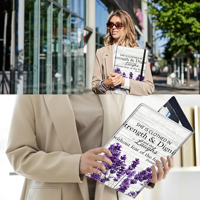 PU Leather Padfolio Folder Clipboard Portfolios Organizer Conference Document Organizer with Business Card Holder Storage Clipboard Writing Pad,Purple Lavender