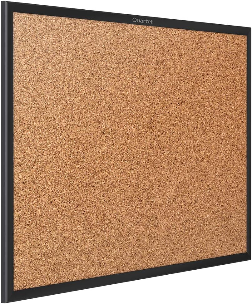 Quartet Cork Board, Bulletin Board, 2' x 1.5' Corkboard, Black Frame (2301B)