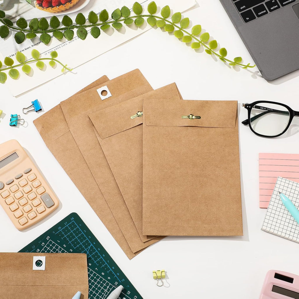 Teling 50 Pcs Manilla Envelopes Clasp Kraft Catalog with Closure for Storing Mailing 28 lb Kraft Envelope Paper for Office Document School Business Home(Brown,5 * 7.5)