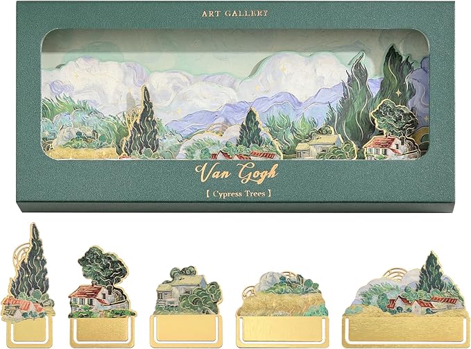 5 Pieces Metal Bookmarks, Golden Hollow Irregular Bookmark Van Gogh Oil Painting Theme Book Mark Bookmarks for Book Lovers Writers Readers Children Teens for Women Adults Teen