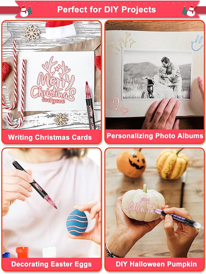 Outline Shimmer Markers, Easter Basket Essentials Stuffers, 12 Glitter Metallic Coloring Gel Pens, Tween Teen Girl Gifts Trendy Stuff, Cute School Art Craft Classroom Supplies Set for Kids Ages 4-16