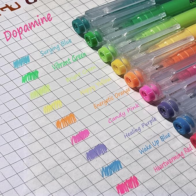 0.5mm Journal Colouring Pens, Assorted Rainbow Colors Pens Set of 9 for Adults Journal Coloring Calligraphy,Made for Everyday Writing, Journals,Drawing,Coloring Books (Dopamine)