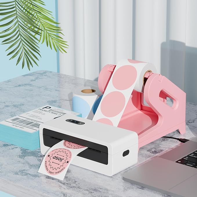 JIOSE 4x6 Printer Label Holder - Thermal Printer Label Holder for Rolls and Fan-Fold Labels - Work with Desktop Thermal Shipping Label Printer