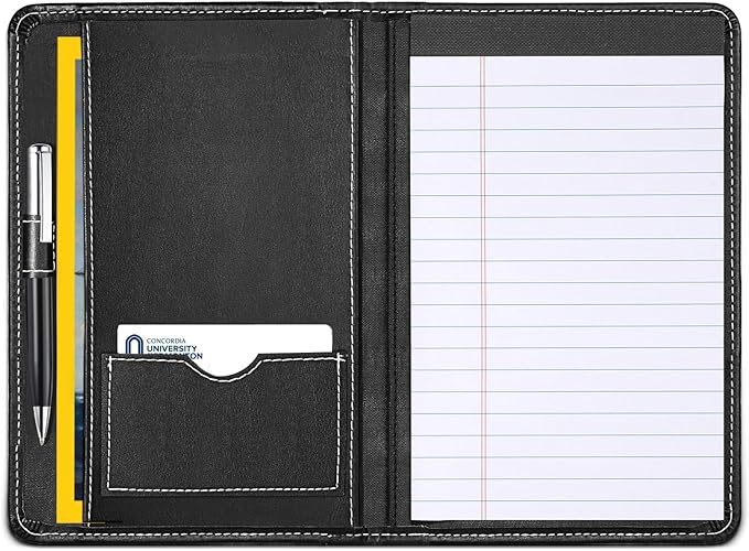 Padfolio/Portfolio Binder, Mini Padfolio Portfolio Binder 5 x 8 Legal Writing Pad, A5 Document Organizer Folder for Women, Black.