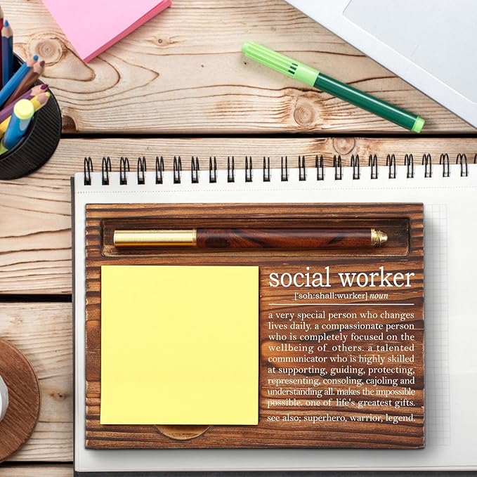 Social Worker Sticky Note Holder, Social Worker Appreciation Gifts, Social Worker Graduate Gift, Thank You Gifts for Social Worker, Social Worker Definition Desk Self-Stick Note Pad Holders TZP06