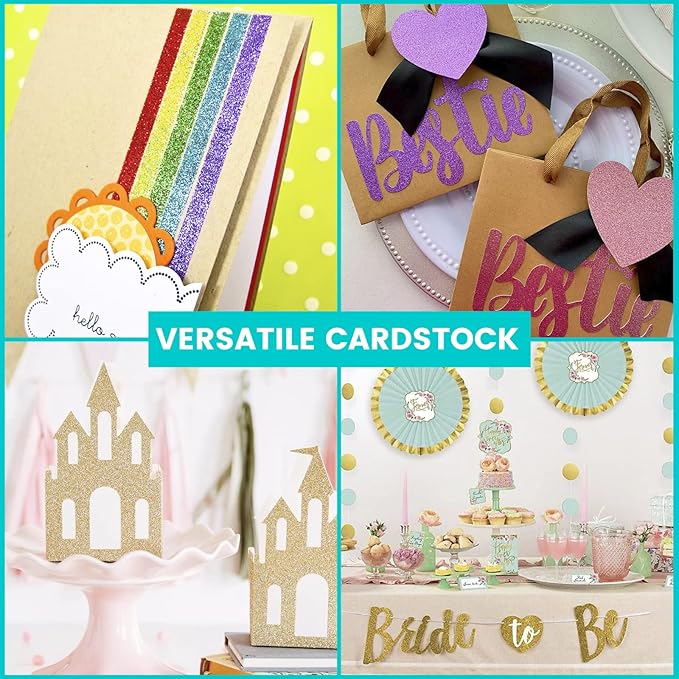 40 Sheets 300GSM HTVRONT Glitter Cardstock Paper - 13 Colors Glitter Card Stock, 110lb Cover A4 Thick Glitter Cards for Craft, Birthday, Scrapbook, Wedding, Sparkly Paper, Card Making