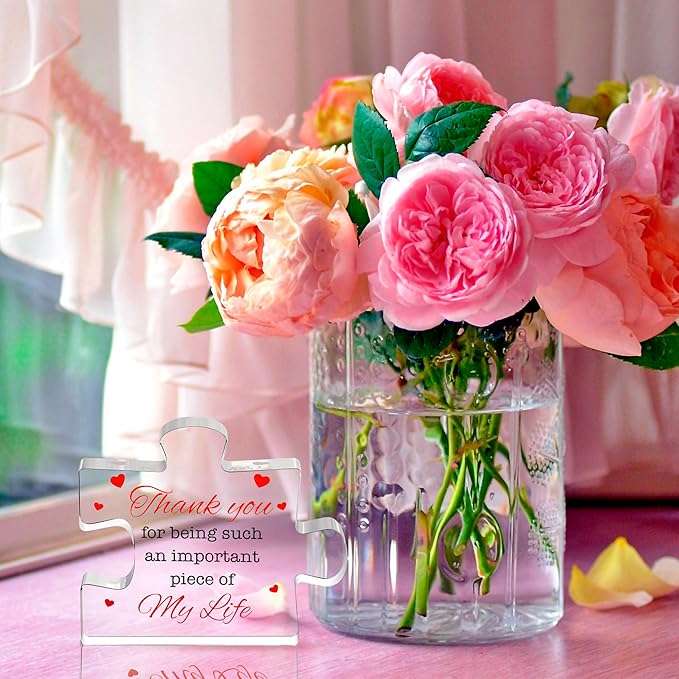 VELENTI Thank You Gifts - Engraved Acrylic Block Puzzle Thank You Present - Paperweights for Women, Men - Gifts for Friends, Coworkers - Heartwarming Therapist, Nurse Teacher Presents