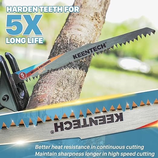 KEENTECH CR-V Sawzall Pruning Blades, 9 Inch 5TPI, with Fleam Ground Teeth for Tree Branch Root Wood, PVC Pipe Cutting, Reciprocating Saw Blade Fast Cutting for Professional, DIYer, Gardener, 10 Pack
