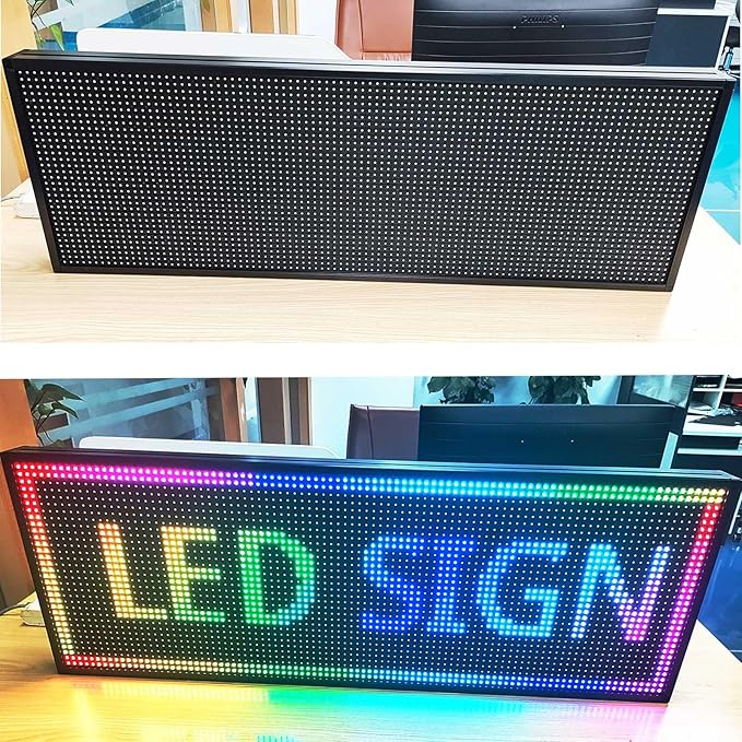 P10 Digital Scrolling Led Sign Board Programmable, Outdoor Waterproof Full Color High Brightness Wifi Control, for Business Store Restaurant Window 39''x14''