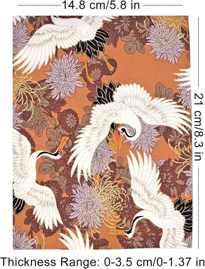 BLBMH Book Covers for Paperbacks Book Cover Fit for 5.5x8.2 inch Adjustable Book Sleeve Cover for A5 Books Softcover Protector for Notebook Planner -Crane