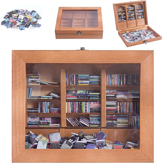 Anxiety Bookshelf Mini Books with 340 Minibooks Portable Bookshelf,Stress-Relief Booksshelf Organizer with Anxiety Quotes,Small Decorative Shelf for Home/Office Desk (Mini Book Display)