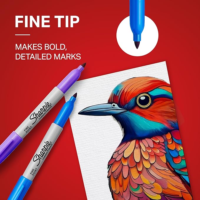 Sharpie Electro Pop Permanent Markers, Fine Tip Marker Set, Coloring Markers, Drawing Markers, Writing Markers, Assorted Colors Art Markers, 24 Count