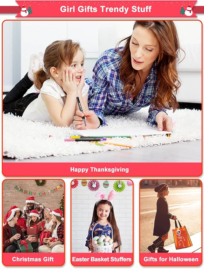 Outline Shimmer Markers, Easter Basket Essentials Stuffers, 12 Glitter Metallic Coloring Gel Pens, Tween Teen Girl Gifts Trendy Stuff, Cute School Art Craft Classroom Supplies Set for Kids Ages 4-16