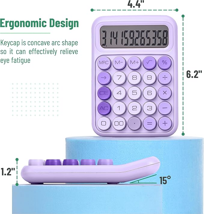 Mr. Pen- Mechanical Switch Calculator, 12 Digits, Large LCD Display, Purple Calculator Big Buttons, Mechanical Calculator, Calculators Desktop Calculator, Cute Calculator, Aesthetic Calculator