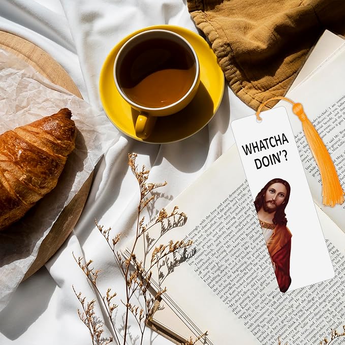 8 Pack Peeking Jesus Bookmark, Peeking Jesus is That Smut Bookmark, Peeking Jesus I Saw That Bookmark, Whatcha Doin'? (Gold)