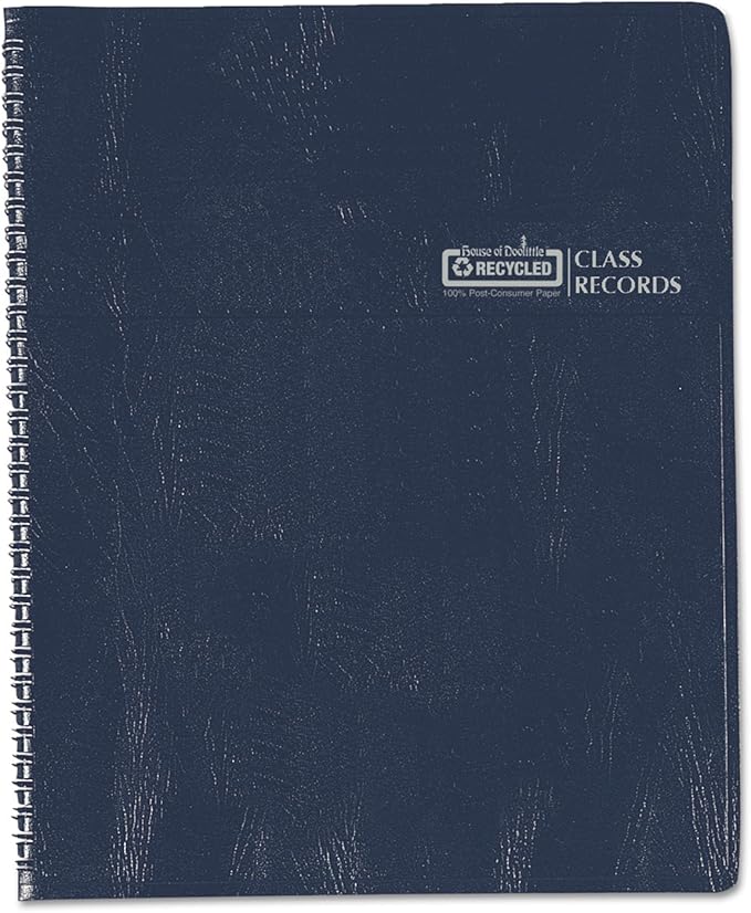 House of Doolittle 51407 Class Book, Embossed Leather-Like Cover, 11 x 8-1/2, Blue