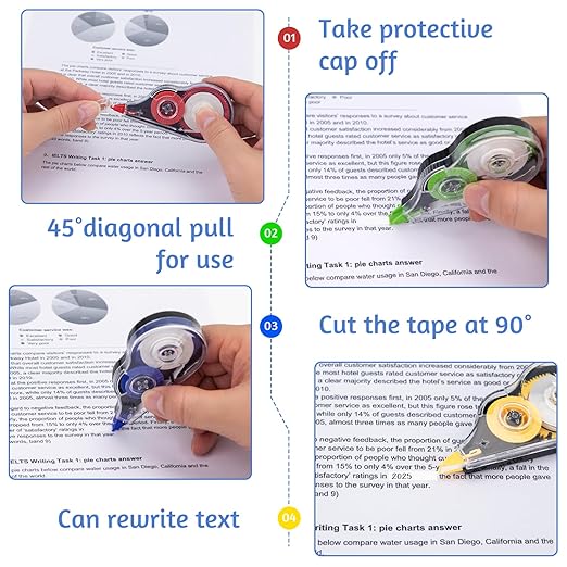 16 Pcs 39.4 Ft Colorful Correction Tape, Tear-Resistant White Correct Bulk, White Mistake Out for Instant Corrections, School, Office, Note Taking