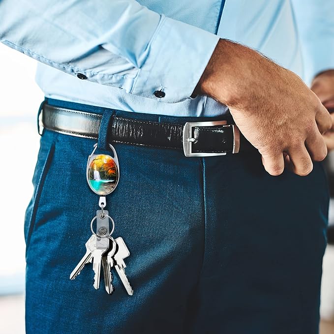 3 Pack Badge Reels - Double Sided Color Print Pattern Retractable Badge Holders with Retractable Keychain and Badge Clip, Durable Nylon Rope