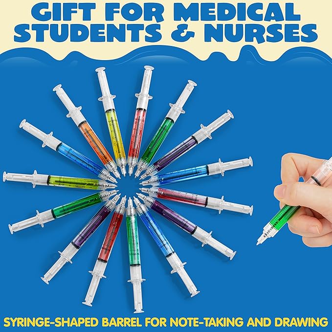 JOYIN 36pk Retractable- Syringe Pens Bulk Party Favors Fun Nurse Pens, Multi Color Novelty Pens, Nursing School Supplies, Halloween Party Favors