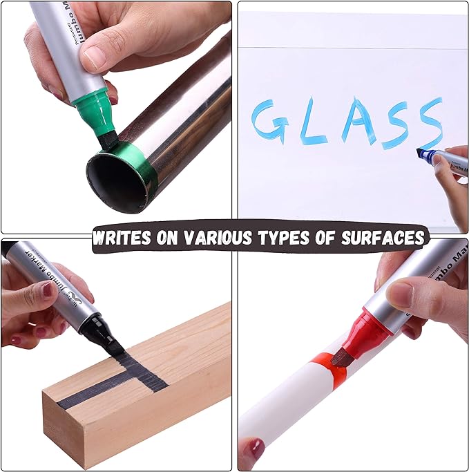 Mr. Pen- Jumbo Permanent Markers, 4 Pack, Assorted Color, Chisel Tip, Large, King, Color Permanent Markers Set, Huge Poster Markers