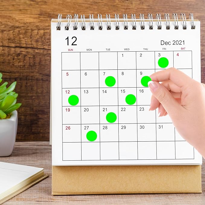 PARLAIM 10 Rolls 3/4" Dot Stickers, 10000 Pack Round Color-Code Circle Labels, Fluorescent Green Sticker for Color Coding