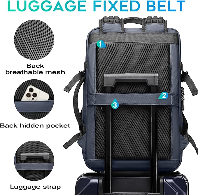 BANGE Air Vacuum Backpack with Pump,Air Packing Vacuum System Compression Back Pack, Expandable Anti Theft Backpack for Business Traveling