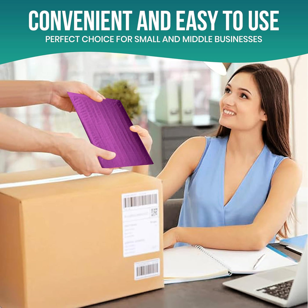 Levex - #000 4" x 8" [10 Pack] Purple Poly Bubble Mailers, Padded Envelope Mailers, Packing Envelope & Mailing Bags for Shipping