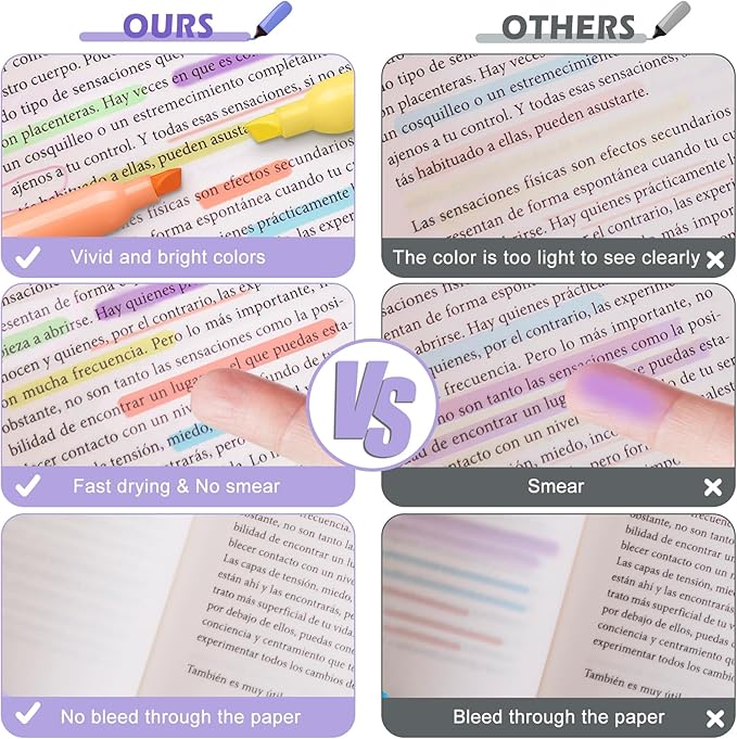 V-Opitos 30 Pack Highlighter in 6 Pastel Colors, No Bleed Highlighters, Bright Highlighters with Soft Chisel Tips, Ideal for Office and School Supplies