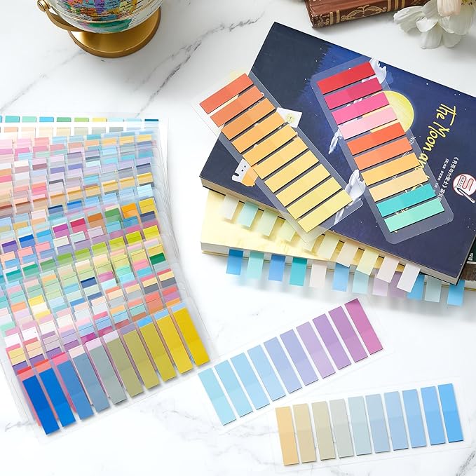 ReliThick 8000 Pcs annotation tabs Sticky Tabs for Books Transparent Sticky Notes Multi Colored Writable Page Markers Book Flags Strip for Annotating Reading Supplies Bookish Gift(Gradient Color)