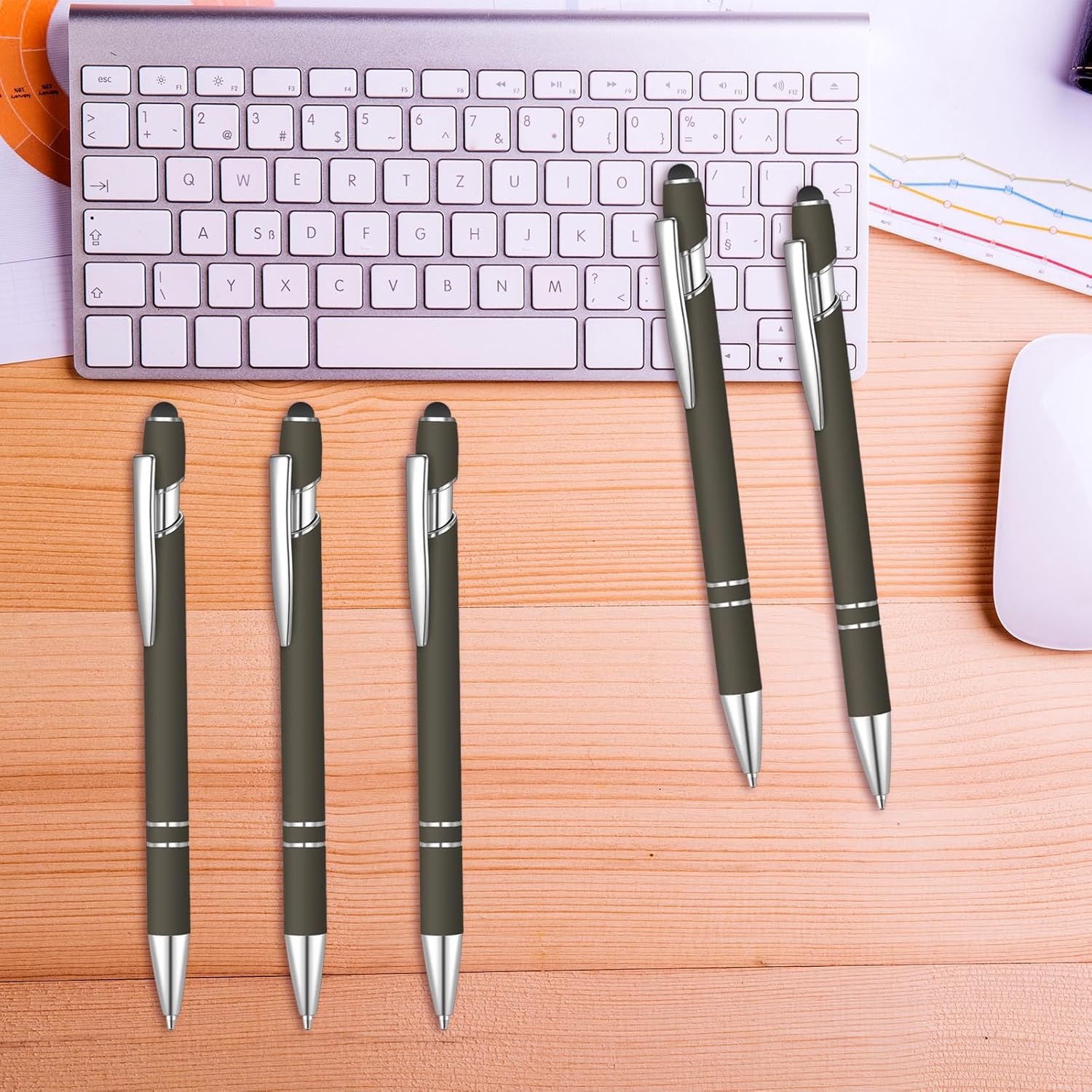 36 Pcs Blue Ink Ballpoint Pen with Stylus 2 in 1 Ballpoint Pen for Touch Screens School Office Coworkers (Coffee)