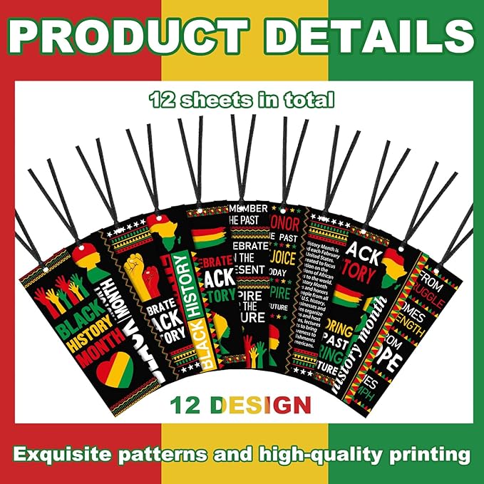 120 Pcs Black History Month Bookmarks Bulk 5.5 x 2'' Double Sided Inspirational Bookmarks African American Celebration Gifts with Ribbon for Women Men Black History Month Party Favors