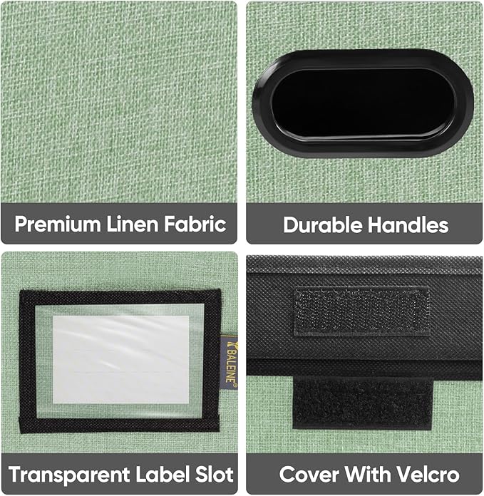 BALEINE File Organizer Box with Lid, Collapsible File Folder Organizer with Plastic Slide, Hanging File Folder Box for Office Document Storage (1 Pack, Green)