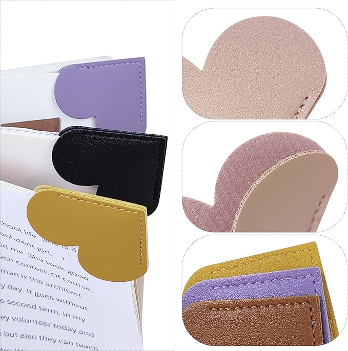 6 Pcs Leather Heart Bookmarks Cute Corner Bookmarks Book Accessories Reading Gifts
