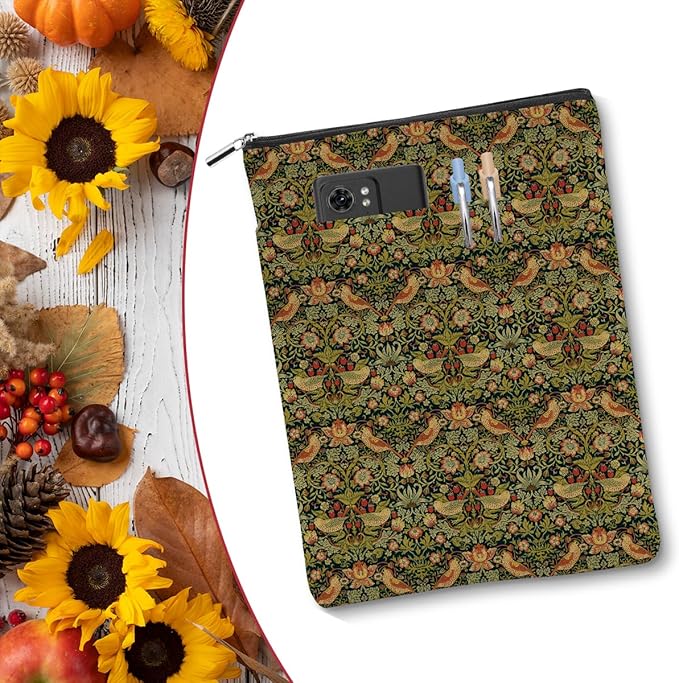 Vintage Flower Bird Book Sleeve Book Lovers Gifts Autumn Style Waterproof Book Cover Book Accessories Book Covers for Paperbacks Book Pouch Book Protector with Front Pocket for Women Girls Readers