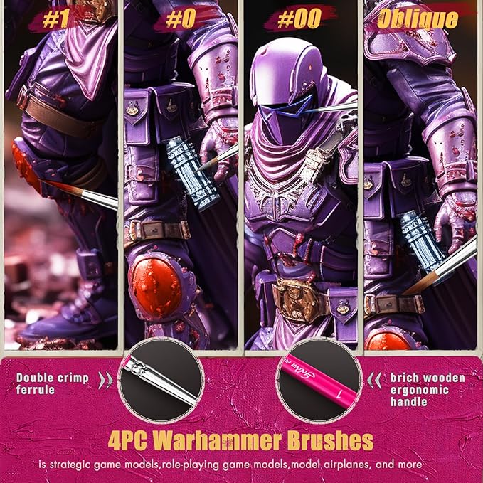 Kolinsky Brush, Golden Maple Miniature Sable Paint Brushes Professional Artist Brush Set, Kolinsky Fine Detail Brushes for Model, 40k, Fingure, Watercolor, Acrylic, and Miniature Painting