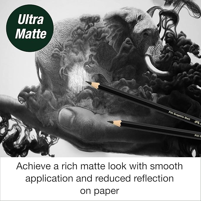 Faber-Castell 3 Count Pitt Graphite Matte Tin - HB, 2B, 4B - Matte Black Graphite Pencils