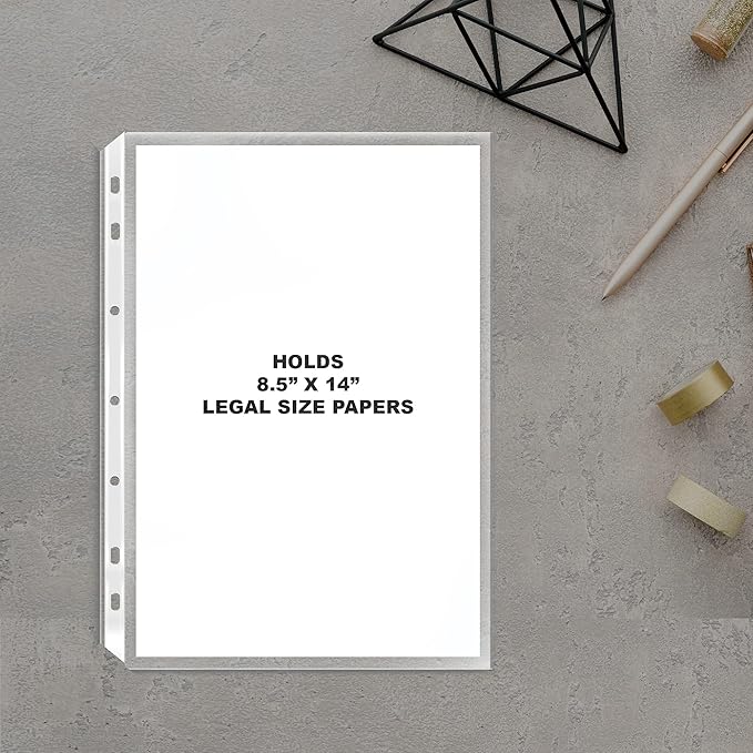 Performore 25 Pack of 8.5x14 Legal Size Heavyweight Long Clear Sheet Protectors, Plastic Legal Paper Sleeves, Clear Archival Quality for Binders Documents