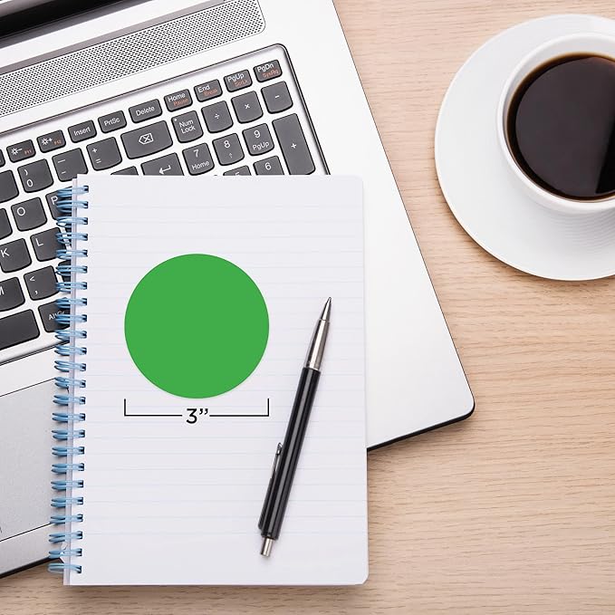 ChromaLabel 3 Inch Round Label Permanent Color Code Dot Stickers, 500 Labels per Roll, Green