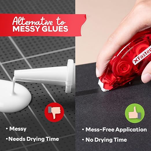 XFasten Adhesive Roller for Scrapbooking, 8mm x 30ft 8-Pack Double Sided Glue Tape Roller, Scrapbook Supplies for Adults, Photo Tape for Scrapbooking