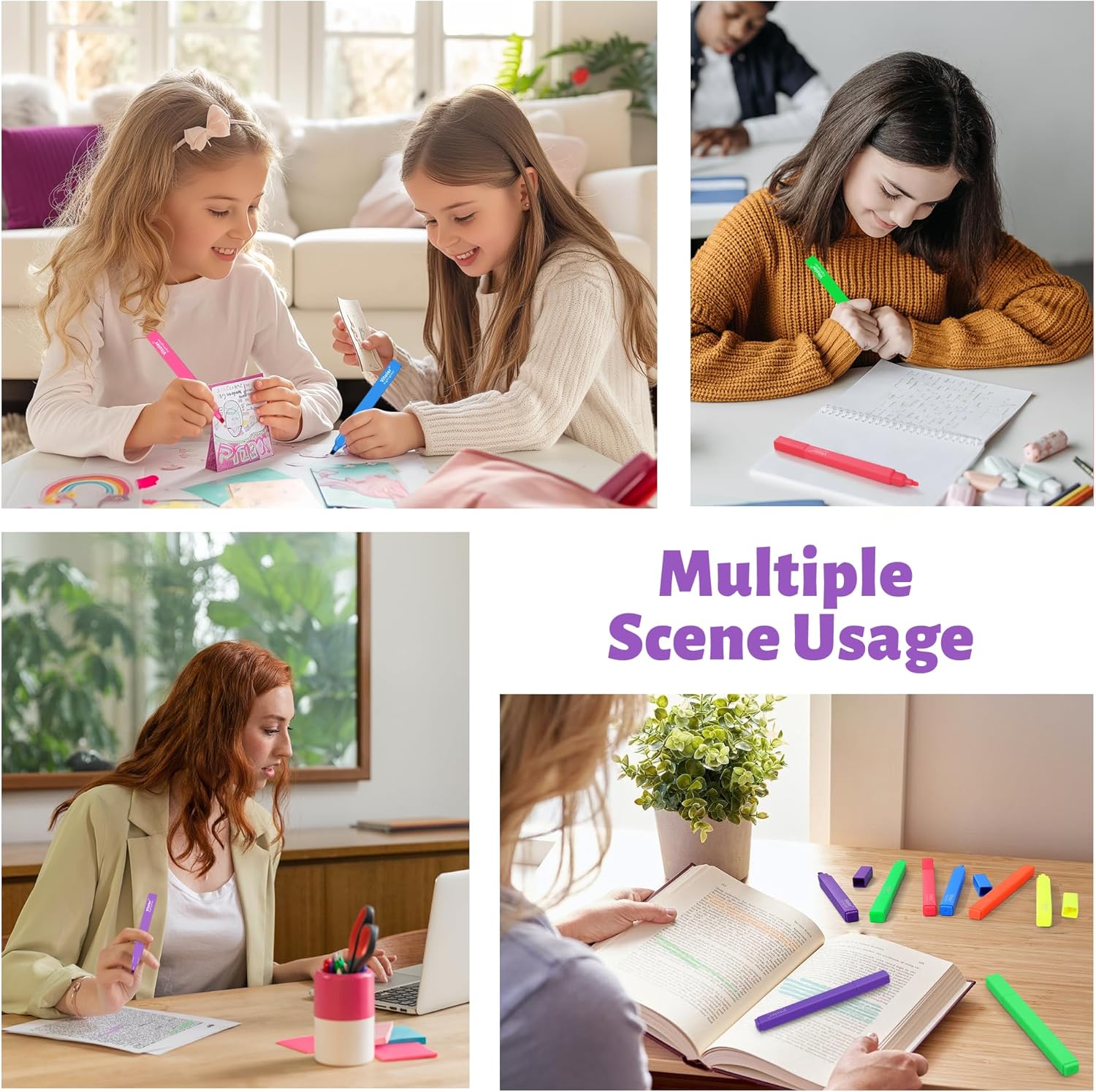 Highlighters,12pcs Aesthetic Pastel Highlighters, Chisel Tip Book Highlighter, Cute Pens with Chisel Tip, No Bleed Bible Highlighter Assorted Colors