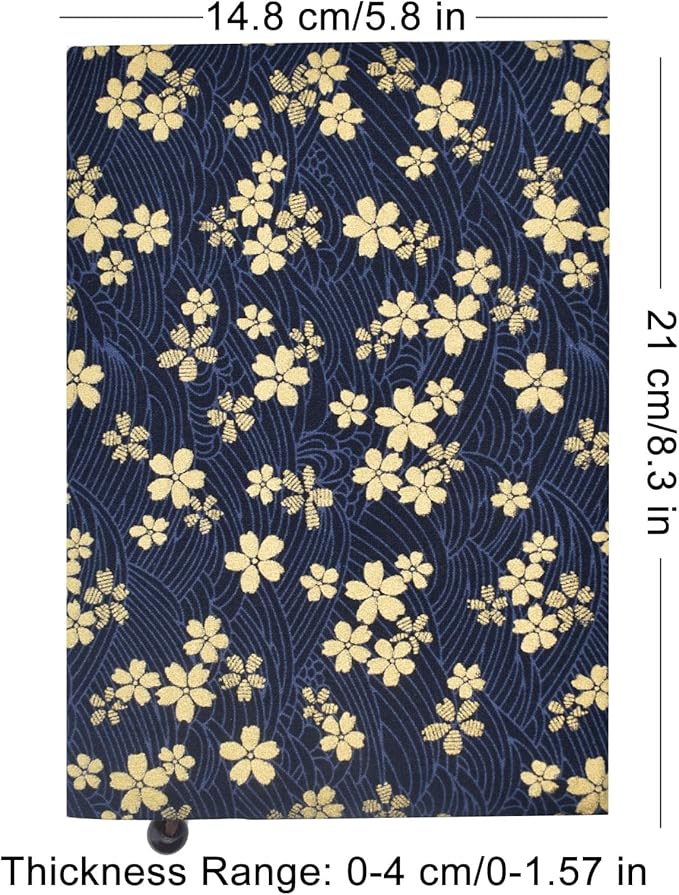 BLBMH A5 Book Cover for Paperbacks- Adjustable Fabric Book Sleeve Cover Protector Fit for 5.5x8.2 inch Hardcover Softcover Book Novels Notebook -Blue Cherry Blossoms