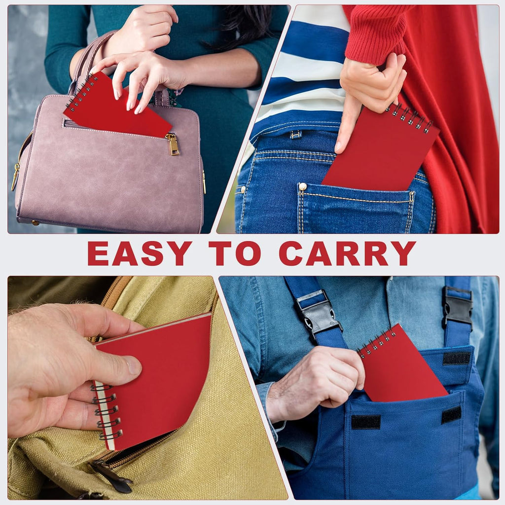 Tenceur 6 Pcs Pocket Notebook Bulk Small 3x5 Inch Spiral Notepads Mini Top Bound Notebook with Lined 120 Pages Ruled Memo Pads for Office College Nurse Essentials Back to School Gift (Red)