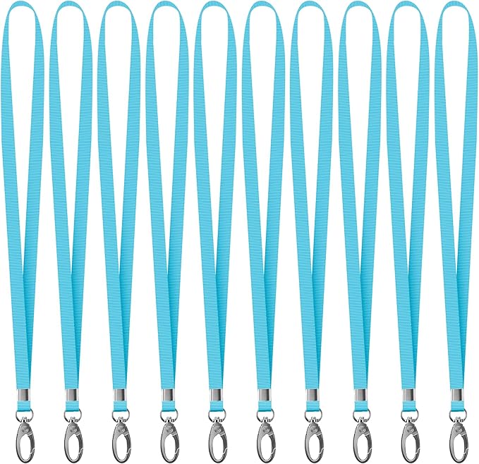 10 Pack Lanyards for ID Badges, Cruise Ship Cards, Keys, Keychain, Long-lasting Neck lanyard Strap with Clasp, Cruise Badge Key Lanyards for Men, Women, Teachers, Kids (Light Blue)