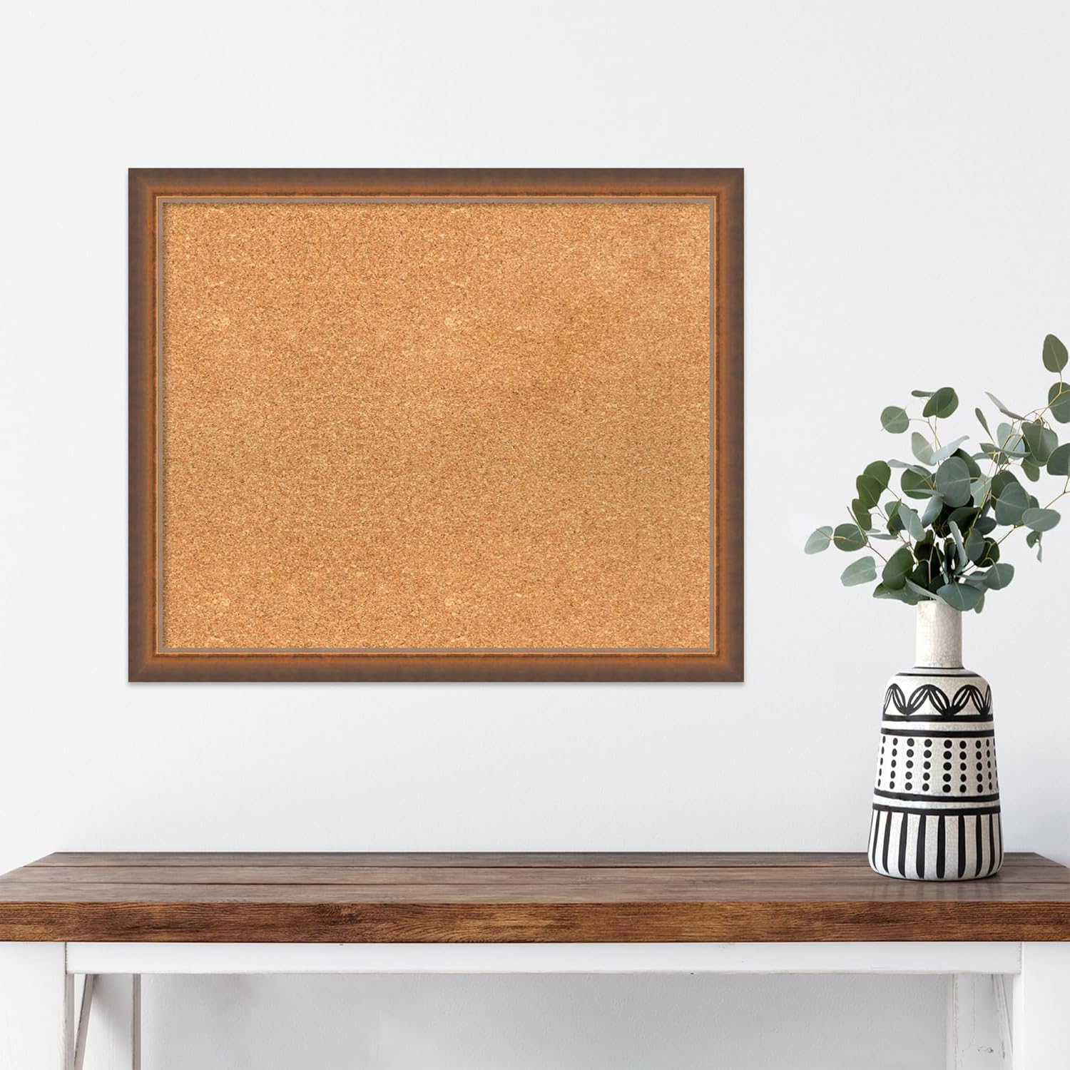Amanti Art Natural Cork Board for Wall, 20x24 Vision Board with Bronze Frame, Medium Corkboard Office Decor for Home Organization, Modern Corkboard Pinboard to Display Items for Home Organization in
