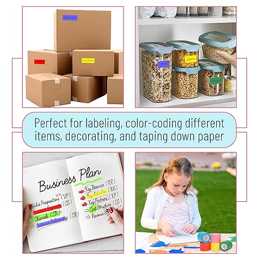 Mr. Pen- Colored Masking Tape, 16 Yards Per Roll, 2 Inch Wide, 5 Rolls, Colored Painters Tape, Paper Tape, Colored Tape Rolls, Craft Tape, Art Tape, Labeling Tape, Colorful Masking Tape