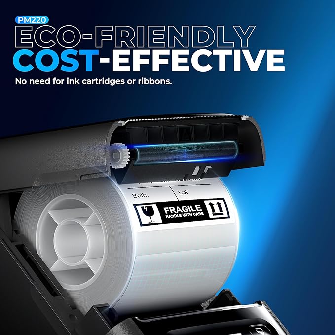 Nelko Label Maker Machine with Tape, PM220 Bluetooth Label Printer, 2 Inch Portable Thermal Printer for Small Business, Logo, Clothing, Sticker Printer for Phones & PC, with 3 Labels, Black