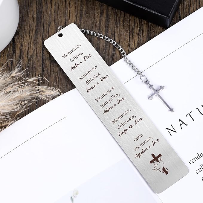 Metal Spanish Christian Bookmark Gifts - Shejdgart Bible Verse Bookmarks Inspirational Prayer Gifts for Hispanic Biblical Religious Gifts for Women Christian Birthday Thanksgiving Christmas Gifts