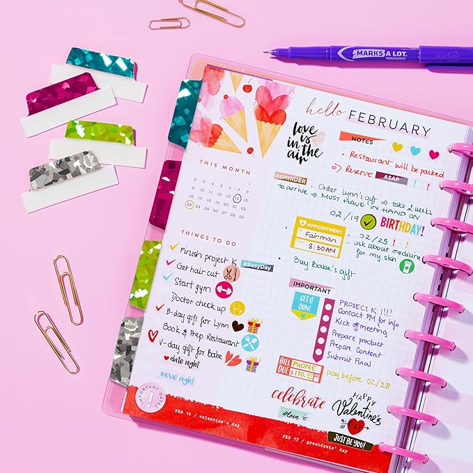 Avery Margin Ultra Tabs, 2.5" x 1", Holographic Jewel Tone Colors, 16 Repositionable Page Tabs (74147)